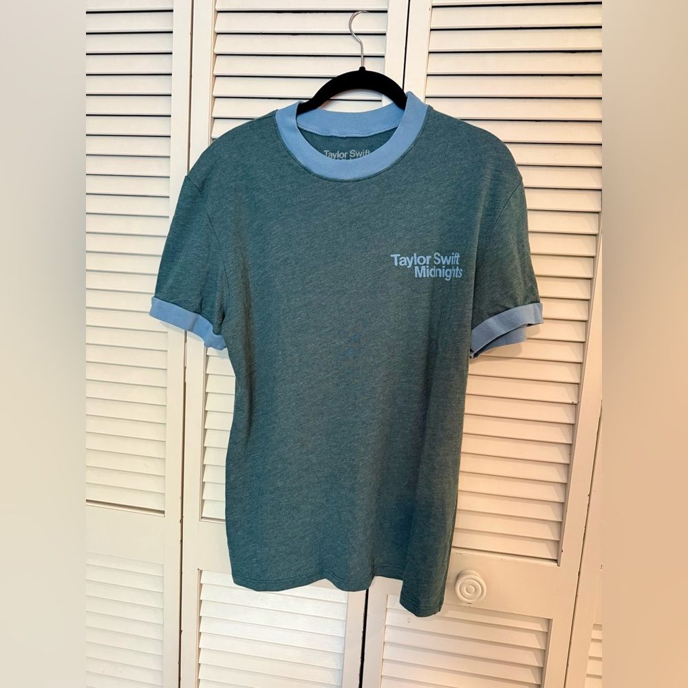 Taylor Swift Midnights Green and Light Blue Ringer T-Shirt. Never worn